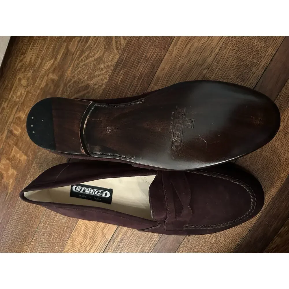 Brand New Strega Mens Leather Suede Loafers Brown Size 8.5